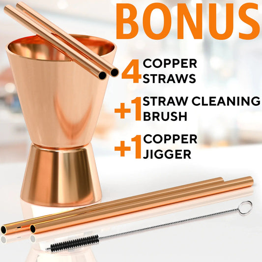 Authentic Moscow Mule Copper Mug Kit - 4 pcs with Extras Vivareflex Online