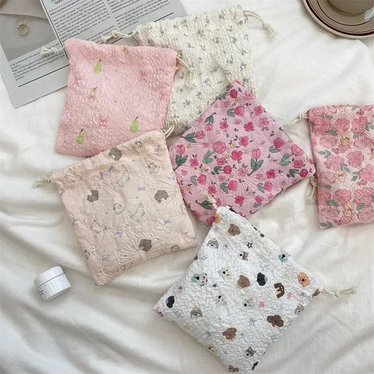 Cartoon Drawstring Cosmetic Bag Clutch Bag Large Makeup Organizer Bags Korean Cosmetic Pouch Women Cute Toiletry Beauty Case Ultimate Bag Store