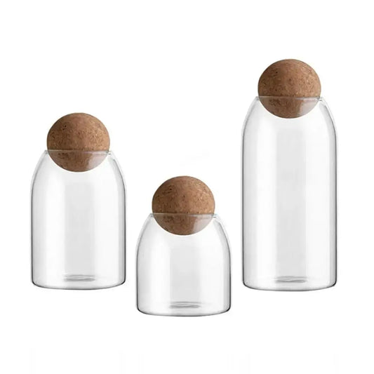Clear Glass Canister with Cork Lid - Vivareflex Online