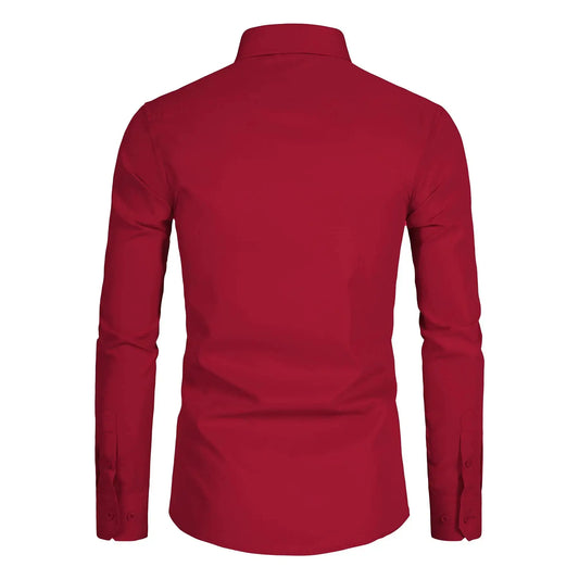 Men's Long Sleeve Slim Fit Casual Business Formal Dress Shirt_Vivareflex_Online