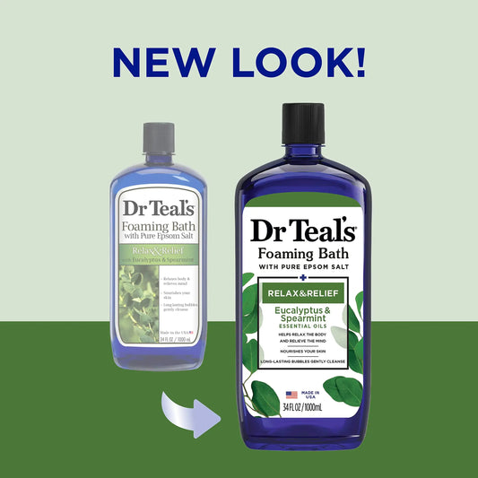 Dr Teal's Foaming Bath with Pure Epsom Salt, Relax & Relief with Eucalyptus & Spearmint - Vivareflex Online