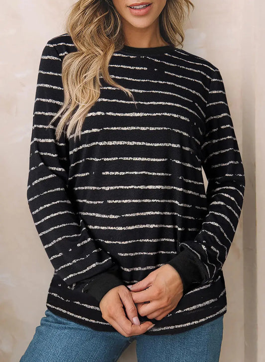 EVALESS Casual Polka Dots Tops Crewneck Long Sleeve Shirts_Vivareflex_Online