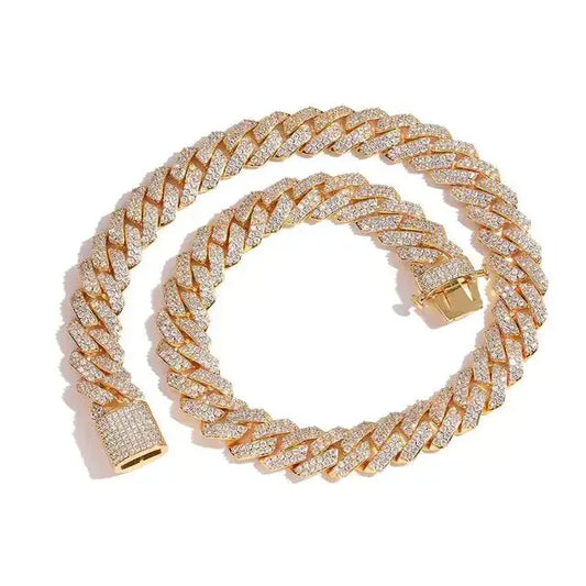 Gold Plated Iced Out Chain for Men and Women Cuban Chain Necklace Vivareflex Online