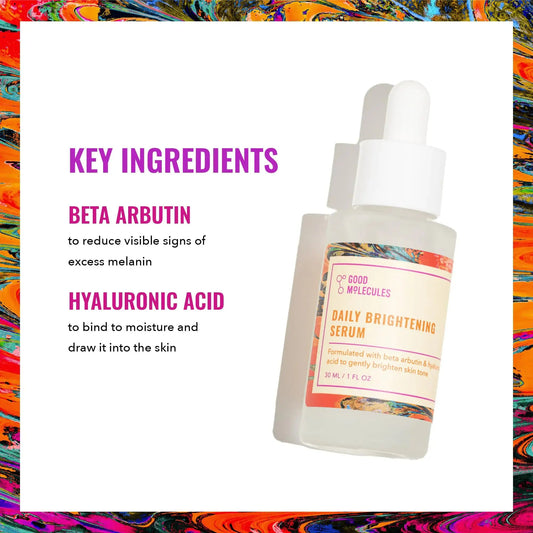 Good Molecules Daily Brightening Serum - Hydrating Facial Serum with Beta Arbutin and Hyaluronic Acid to Moisturize - Vivareflex Online