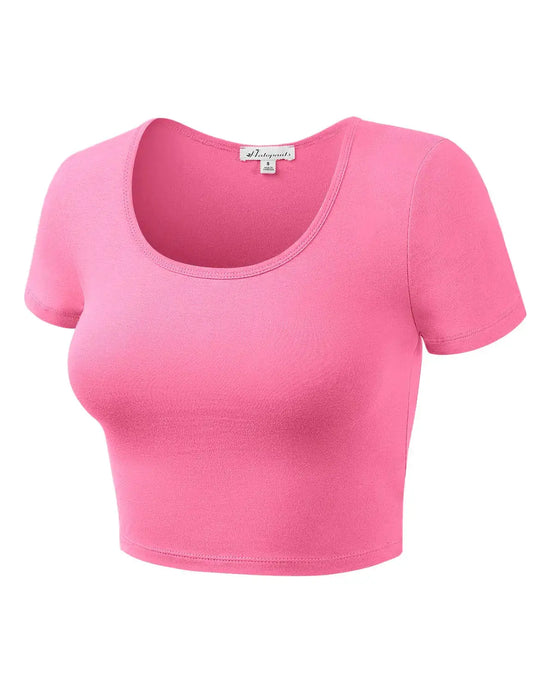 Women's Cotton Basic Scoop Neck Crop Tops_Vivareflex_Online
