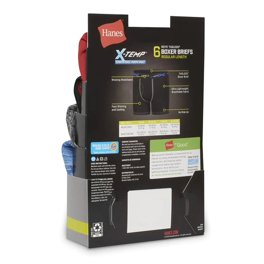 Hanes Boys' X-Temp Boxer Briefs, Moisture Wicking Breathable Underwear, Tagless, Assorted 6 Pack - Vivareflex Online