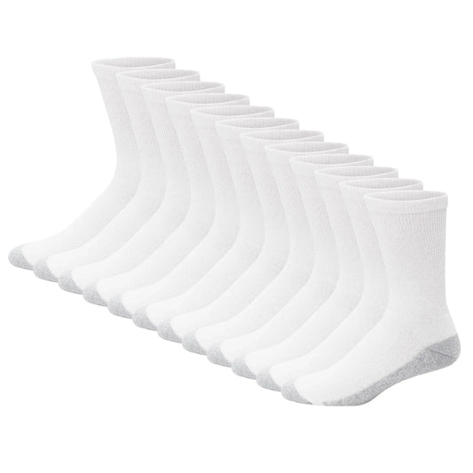 Hanes Men's Double Tough Crew Socks, 12-Pair Pack 12-14 White/ Grey Foot Bottom - 12 Pack - Vivareflex Online