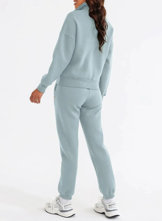 Herseas Women 2 Piece Outfits Sweatsuit Lounge Set Half Zip Pullover with Jogger Airport Tracksuit Matching Pants Set - Vivareflex Online