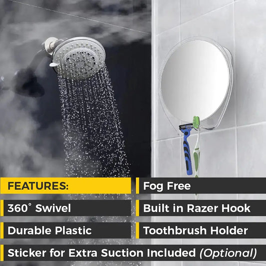HONEYBULL Shower Mirror Fogless for Shaving - with Suction_Vivareflex_Online