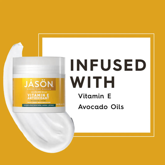 JASON Vitamin E 25, 000 IU Intensive Moisturizing Crème, For Face and Body, 4 Fluid Ounces 25000 IU - Vivareflex Online