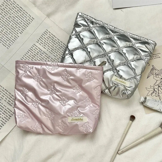 Korean PU Love Bow Cosmetic Bag Makeup Pouch Travel Cosmetic Organizer Pocket Multi-function Makeup Lipstick Storage Bag Handbag Ultimate Bag Store