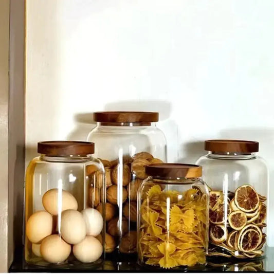 Large-Capacity Glass Jar with Wooden Lid - Vivareflex Online
