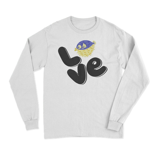 Love Fishing Blue Blowfish Globe Men Long Sleeve Shirt Vivareflex Online