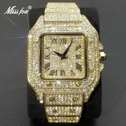 MISSFOX Ice Out Diamond Square Watch for Men Vivareflex Online