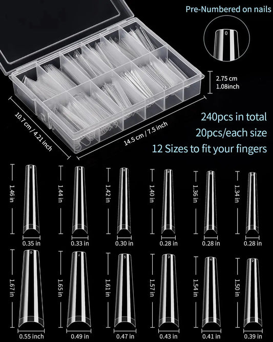 MORGLES Coffin Nail Tips 240PCS Extra Long Clear Acrylic Nail Tips_Vivareflex_Online