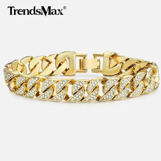 Miami Curb Cuban Chain Bracelet For Men Gold Vivareflex Online