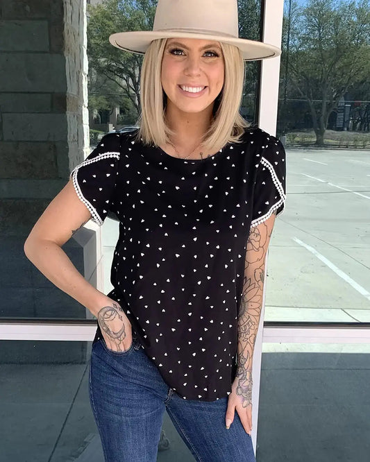 PRETTYGARDEN Women's Summer Casual Lace Crochet Floral Print Tunic Tops – Cute Heart Design - Vivareflex Online