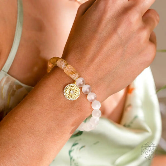 Quartet of Luck - Citrine & Selenite Bracelet of Serendipity Conscious Items