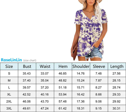 Roselinlin Women's Short Sleeve Floral Tops – Stylish Summer Comfort - Vivareflex Online