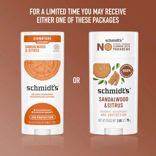 Schmidt's Aluminum-Free Vegan Deodorant - Sandalwood & Citrus (2 Count) - Vivareflex Online