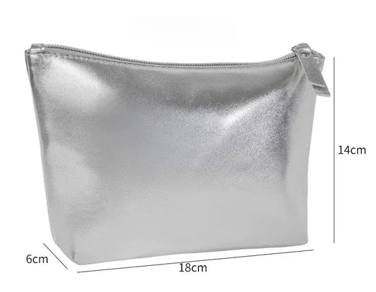 Silver Leather Clutch Cosmetic Bag Travel Organizer Ultimate Bag Store