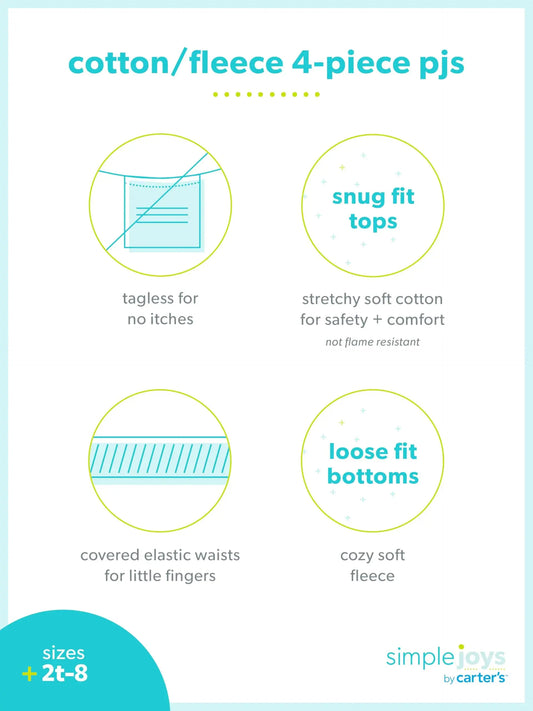 Simple Joys by Carter's Boys and Toddlers' 4-Piece Pajama Set - Vivareflex Online