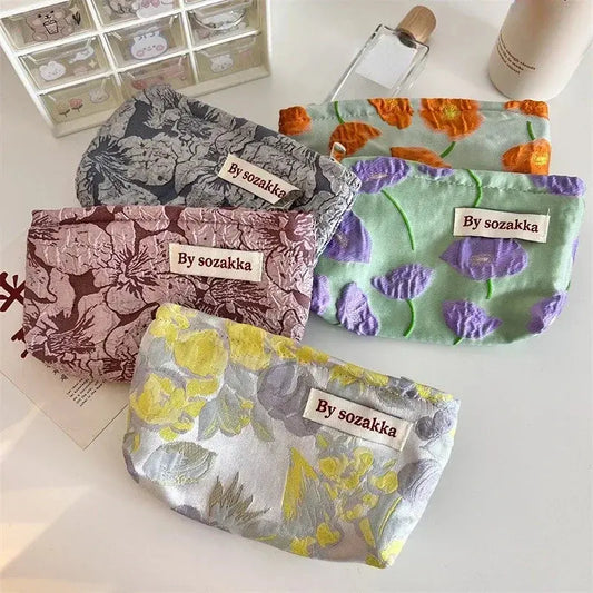 Women Floral Makeup Bags Korean Fashion Women Cosmetic Bag Make Up Organizer Pouch Pencil Case Makeup Brushes Storage Bag Ultimate Bag Store