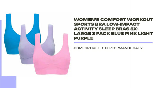 Women's Comfort Workout Sports Bra Low-Impact Activity Sleep Bras 5X-Large 3 Pack Blue Pink Light Purple by@Outfy