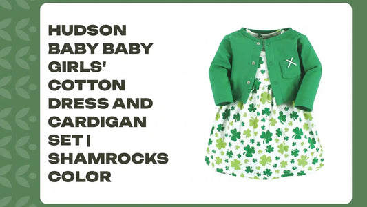 Hudson Baby Baby Girls' Cotton Dress and Cardigan Set | Shamrocks Color by@Outfy