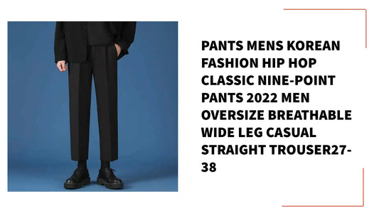 Pants Mens Korean Fashion Hip Hop Classic Nine-Point Pants 2022 Men Oversize Breathable Wide Leg Casual Straight Trouser27-38 by@Outfy