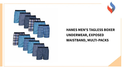 Hanes Men's Tagless Boxer Underwear, Exposed Waistband, Multi-packs by@Outfy