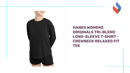 Hanes Womens Originals Tri-Blend Long-Sleeve T-Shirt - Crewneck Relaxed Fit Tee by@Outfy