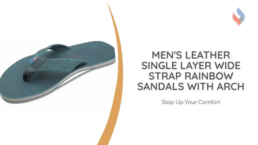 Men's Leather Single Layer Wide Strap Rainbow Sandals with Arch by@Outfy