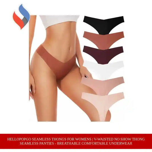 Hellopopgo Seamless Thongs For Womens | V-waisted No Show Thong Seamless Panties - Breathable Comfortable Underwear by@Outfy