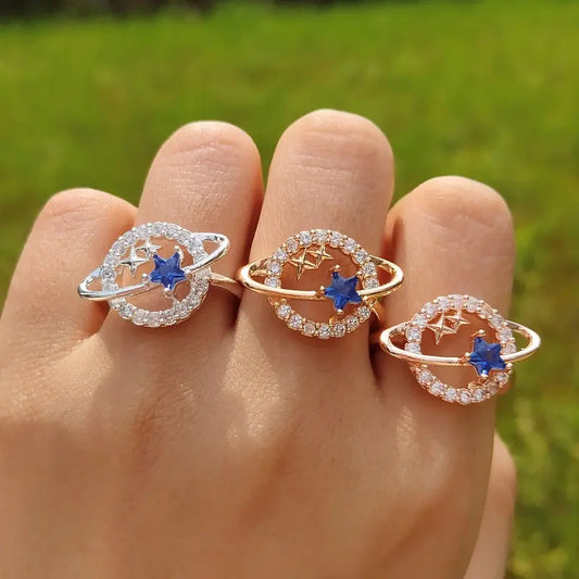 Gold Plated Planet Star Ring Adjustable Band_Vivareflex_Online