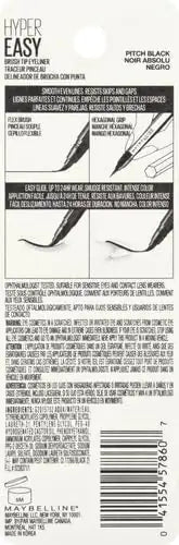 Maybelline Hyper Easy Liquid Pen No-Skip Eyeliner, Satin Finish, Waterproof Formula, Pitch Black, 0.018 Fl Oz 0.02 Fl Oz (Pack of 1)