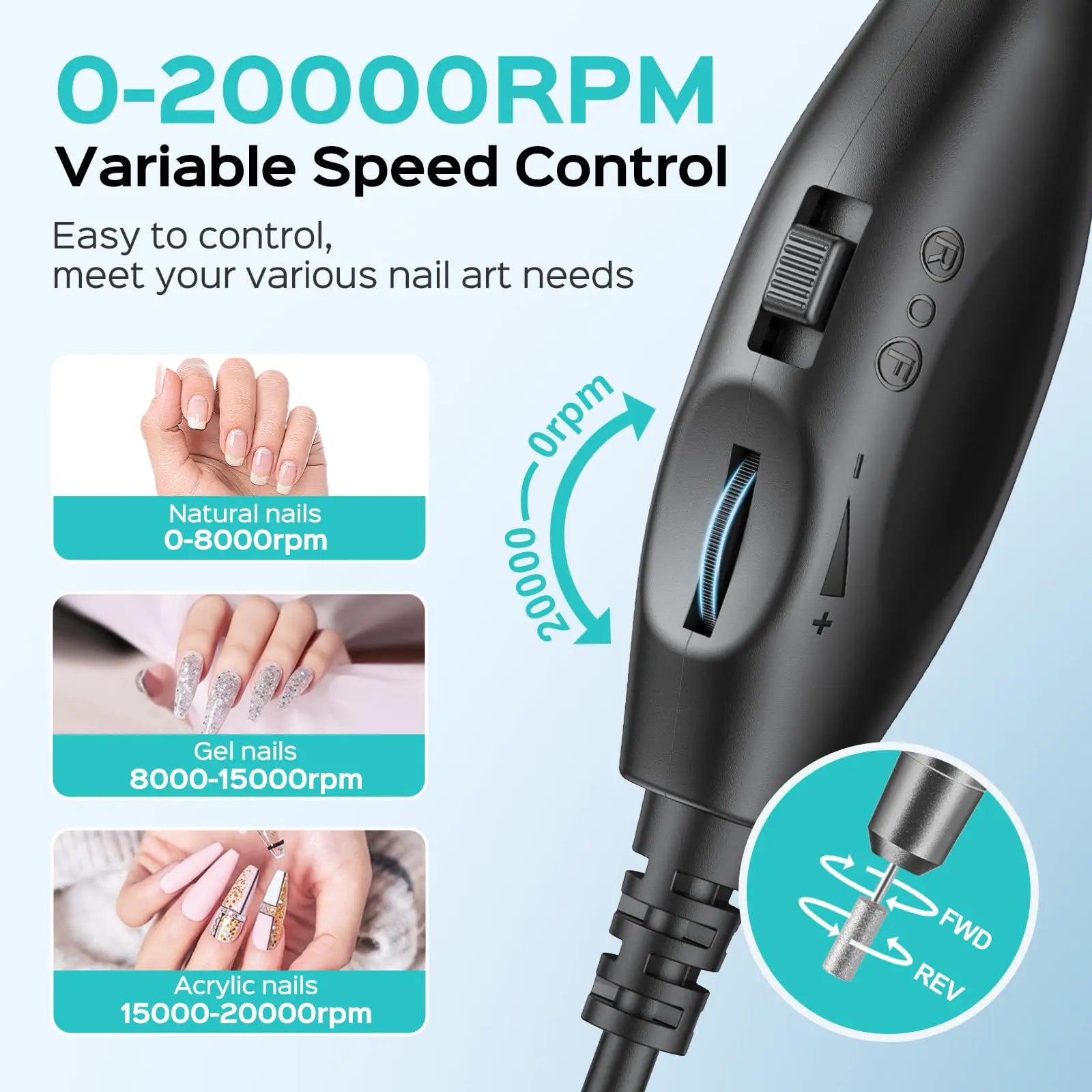 COSLUS Electric Nail Drill File Professional – Portable Manicure & Pedicure Kit - Vivareflex Online