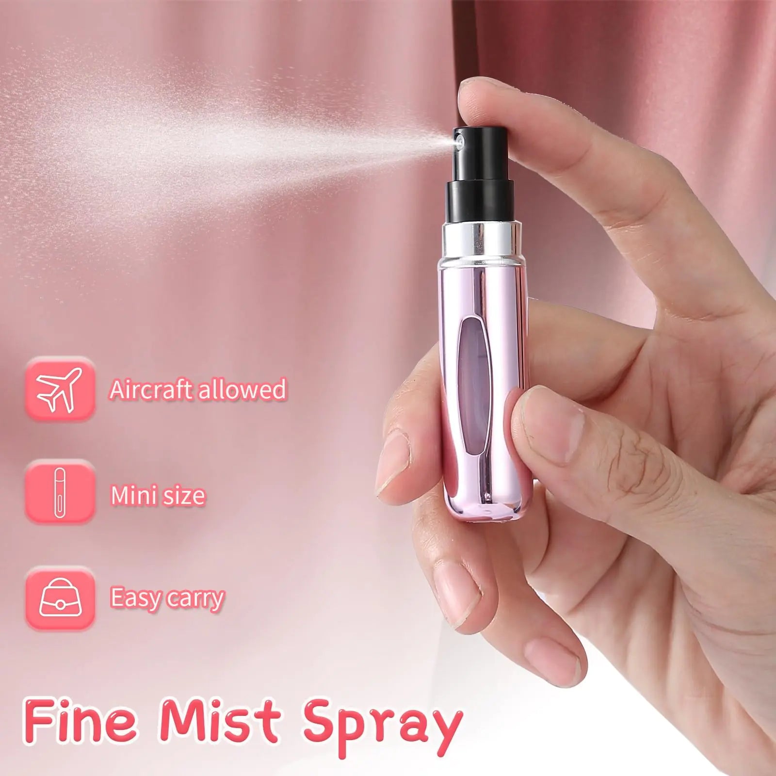 2 pcs Mini Perfume Travel Refillable Bottles-5ml Portable Atomizer Sprayer,Empty Pump Container for Traveling and Outgoing