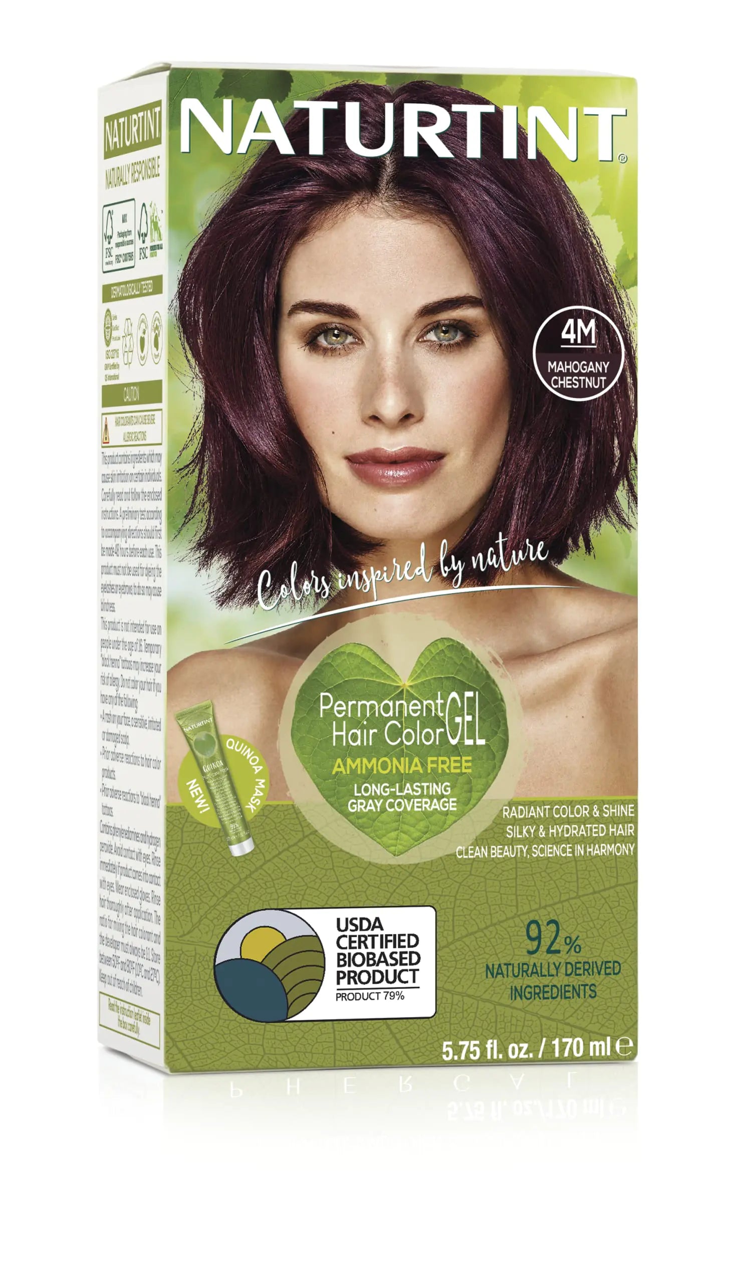 Tinte permanente para el cabello Naturtint 4M castaño caoba (paquete de 1), sin amoníaco, vegano, libre de crueldad animal, hasta un 100 % de cobertura de canas, resultados duraderos 