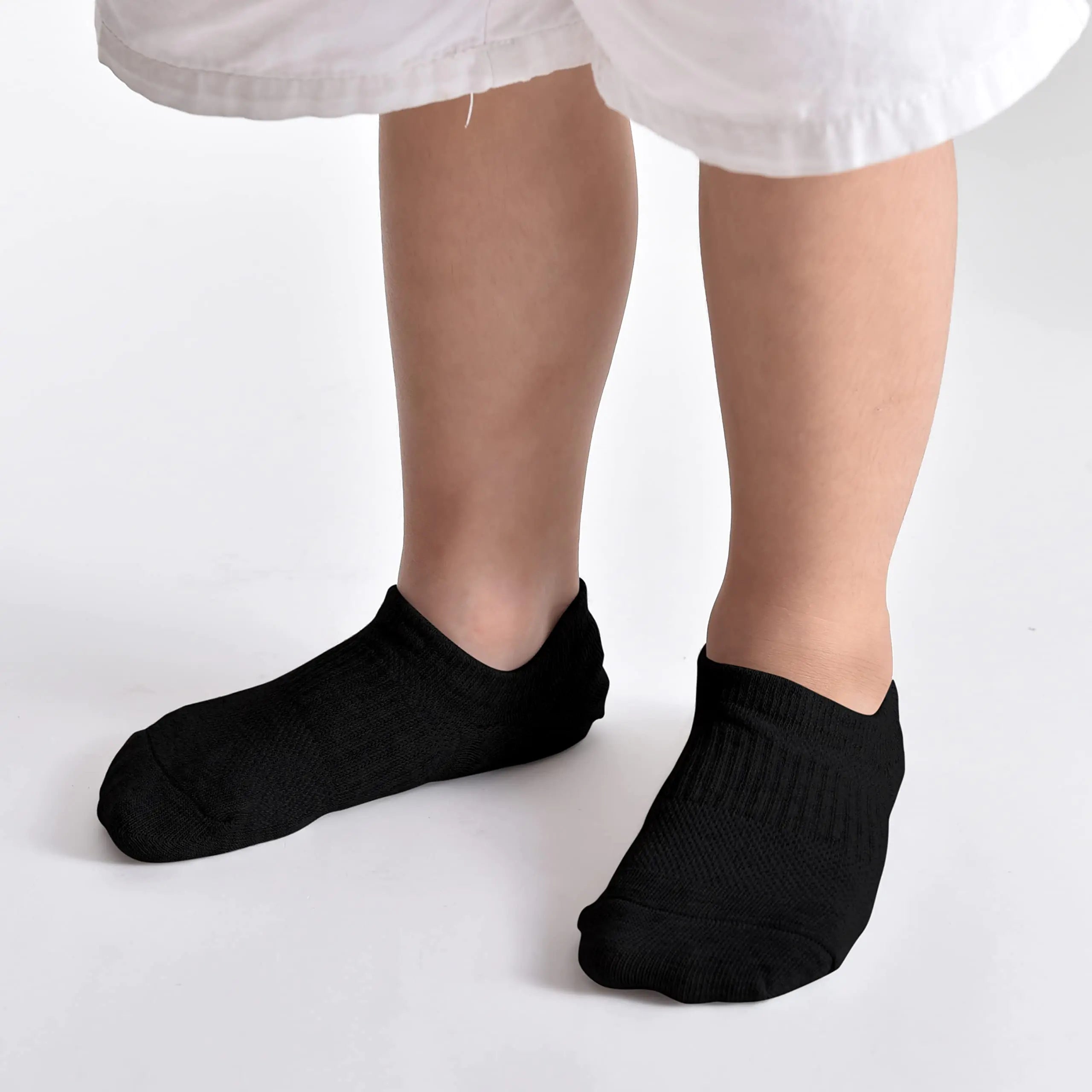 Cozi Foot 10 Pairs Boys Girls No Show Socks Cotton Non Slip Low Cut Socks Medium C02-black