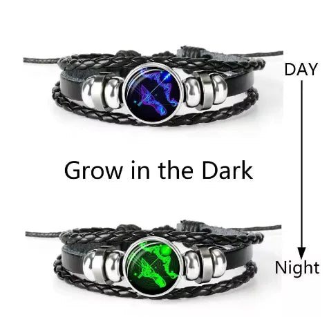 Luminous Zodiac Constellation Braided Couples Leather Bracelet for Men Vivareflex Online