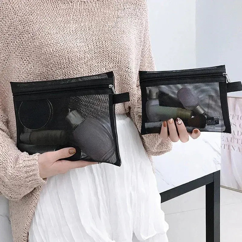 1PC Black Women Men Necessary Cosmetic Bag Transparent Travel Organizer Fashion Small Large Black Toiletry Bags Makeup Pouch Ultimate Bag Store