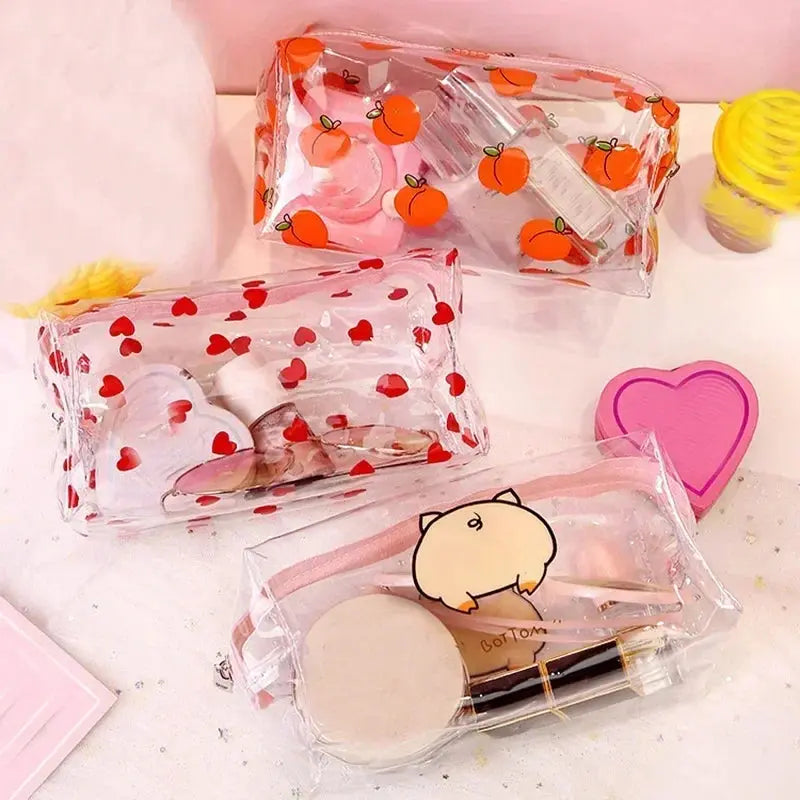 1Pc Cute Transparent Small Cosmetic Bag Waterproof Clear Women Make Up Bag Travel Wash Makeup Organizer Case Zipper Beauty Pouch Ultimate Bag Store
