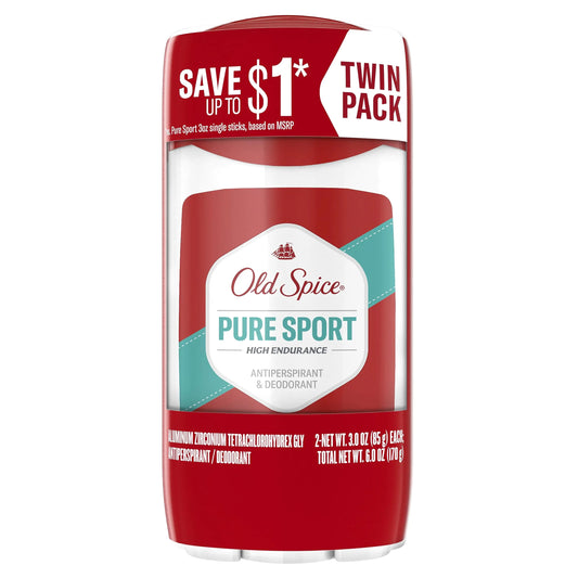 Déodorant anti-transpirant haute endurance Old Spice pour hommes, parfum Pure Sport, lot de 2, 3,0 oz