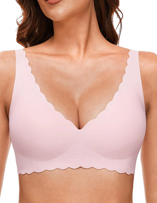 Quttlzze Deep V Petal Bra - Soft Wireless Bra with Extender