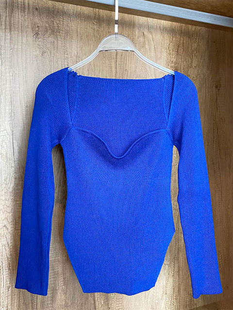 Pull tricoté à manches longues pour femme