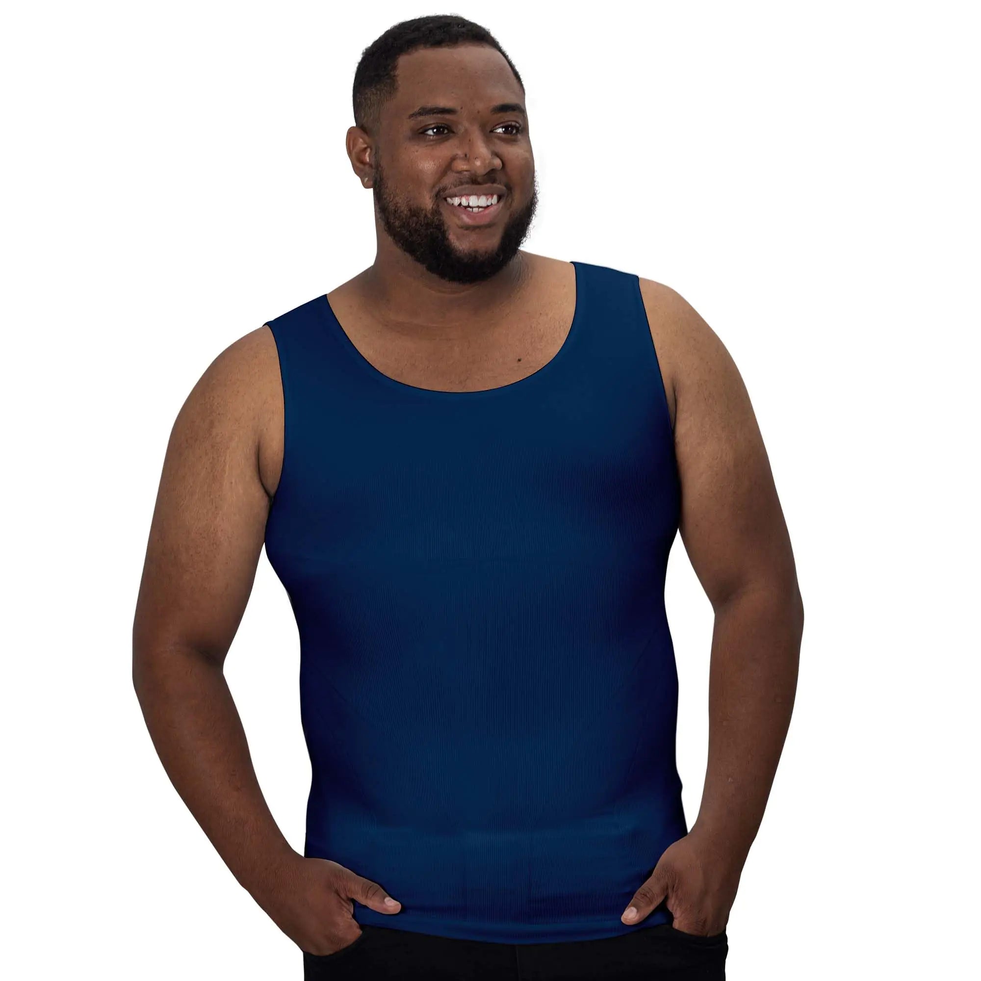 QORE LOGIQ Men’s Gynecomastia Compression Shirt – Slimming Body Shaper Tank Top (XX-Large Tall, Navy) - Vivareflex Online