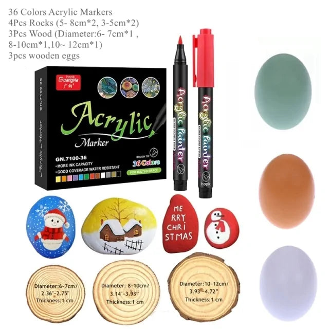 Stylos de peinture acrylique 36 couleurs