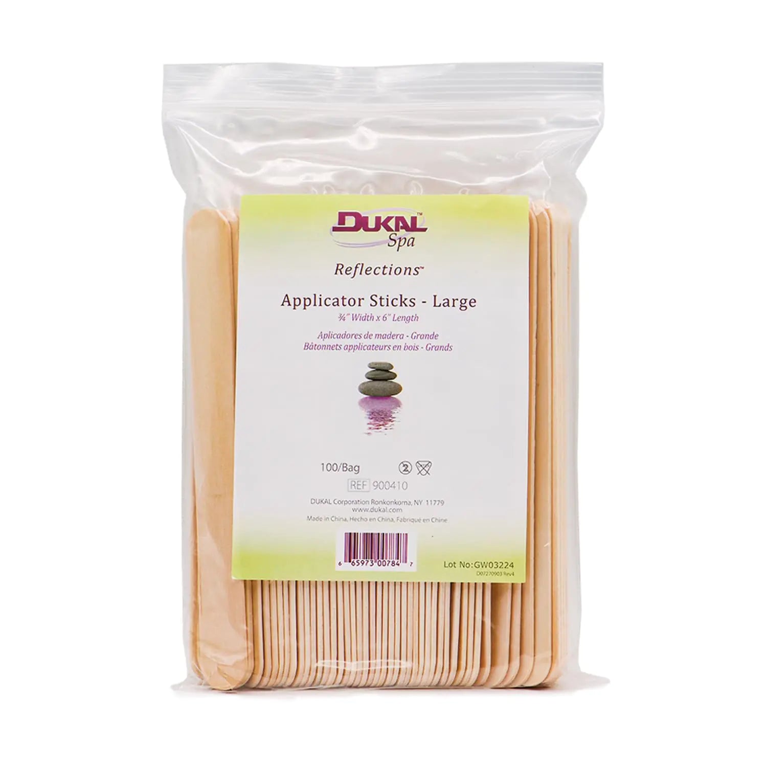 Dukal Large Wooden Wax Sticks - Body Hair Removal Applicator for Waxing, ¾” x 6” (Pack of 100) 100 Count (Pack of 1)