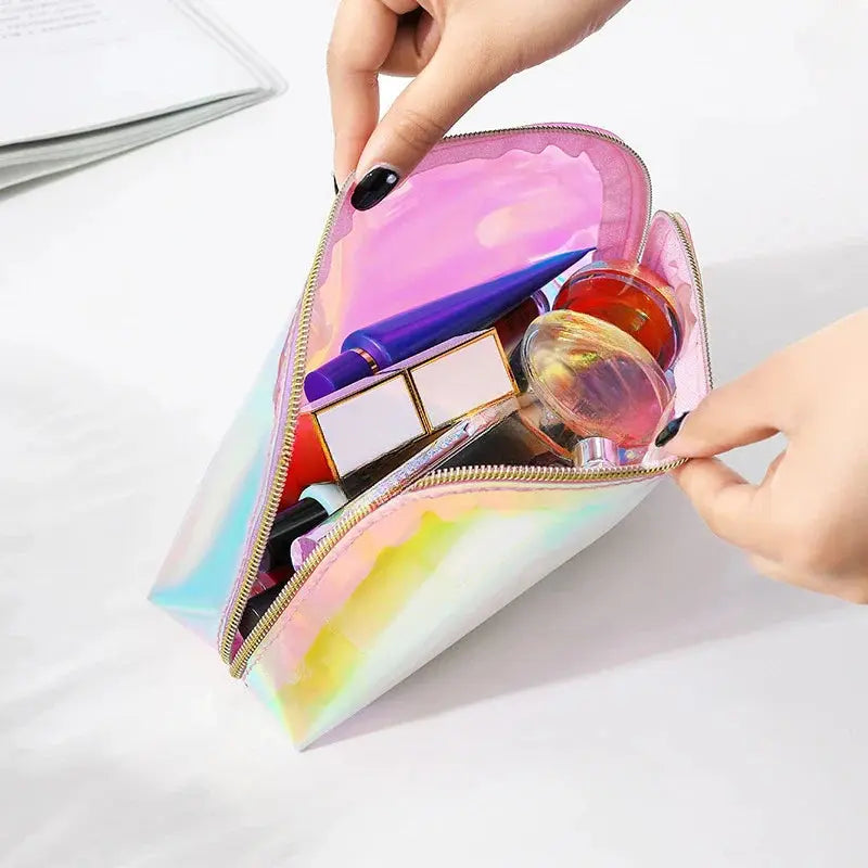 1pcs Korean Laser TPU Cute Makeup Bag Travel Cosmetic Organizer Transparent Waterproof Wash Bag Change Lipstick Storage Bag Ultimate Bag Store